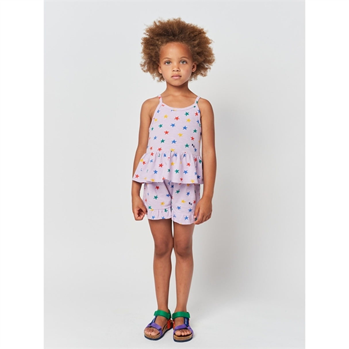 Bobo Choses Lavender Multicolor Stars All Over Ruffle Shorts 4