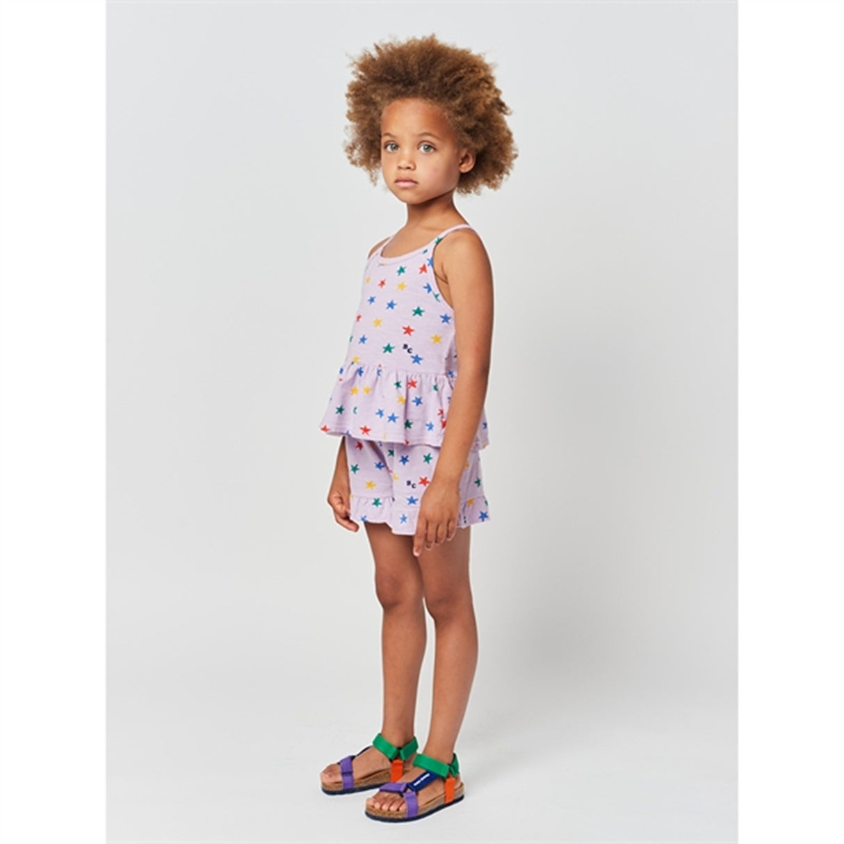 Bobo Choses Lavender Multicolor Stars All Over Ruffle Shorts 5