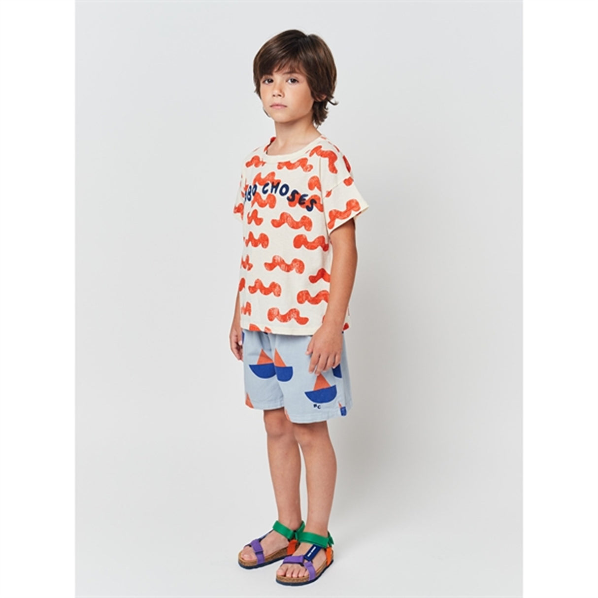 Bobo Choses Light Blue Sail Boat All Over Shorts 6