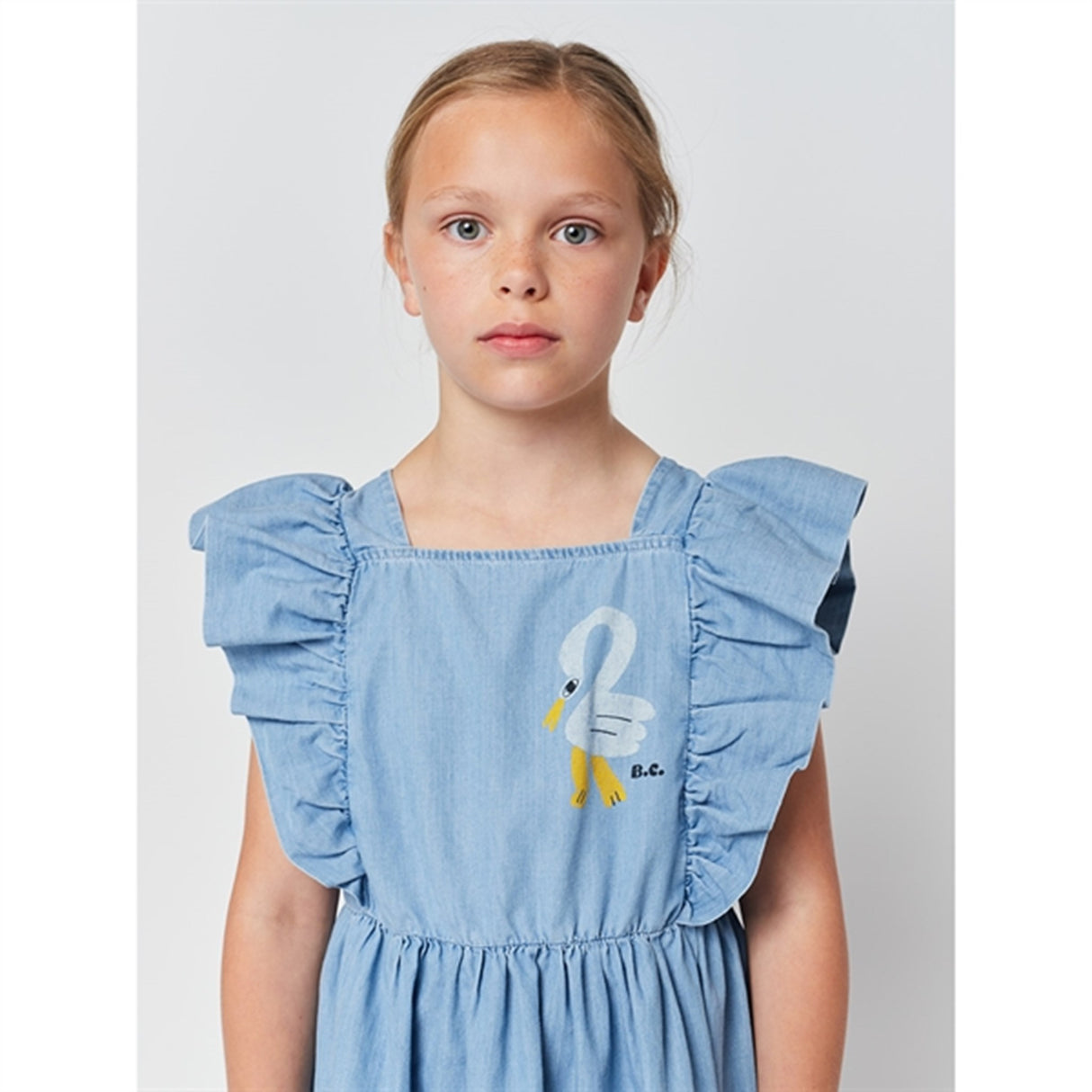 Bobo Choses Light Blue Pelican Denim Ruffle Dress 6