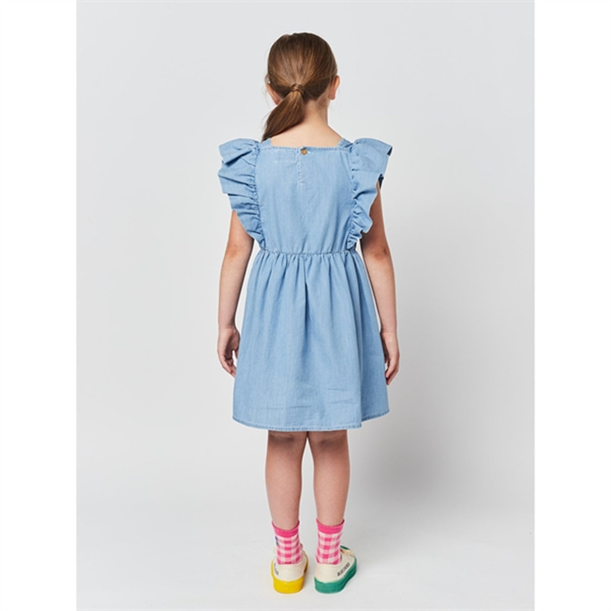 Bobo Choses Light Blue Pelican Denim Ruffle Dress 8