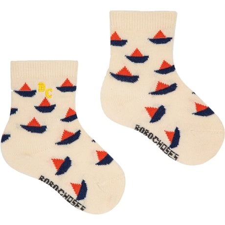 Bobo Choses Beige Sail Boat All Over Socks