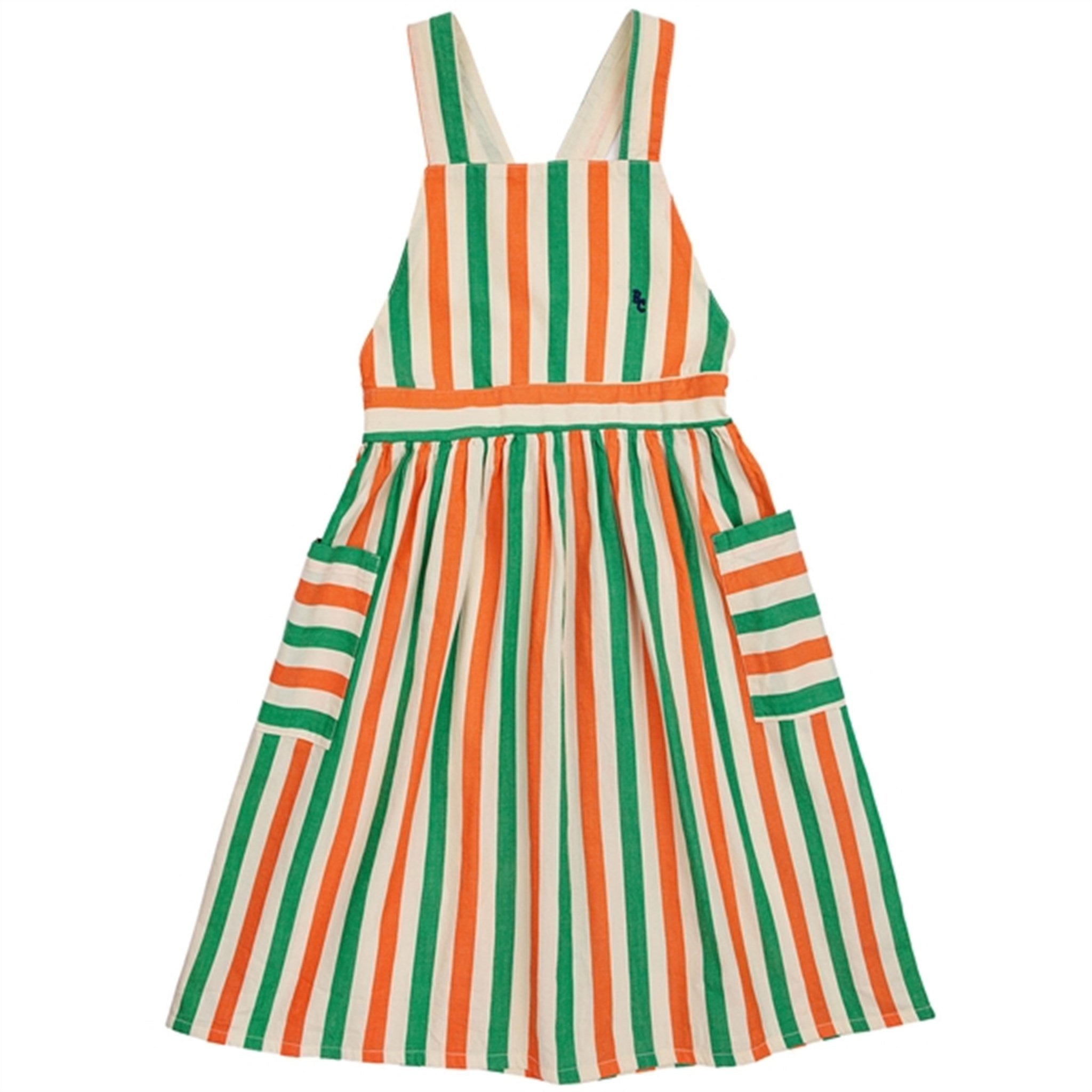 Bobo Choses Vertical Stripes Woven Dress Knee Lenght Offwhite