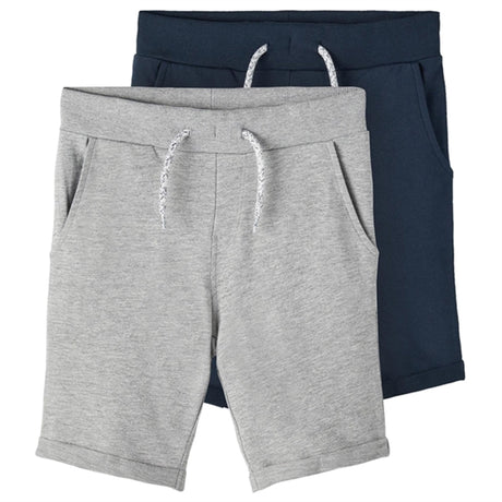 Name it Grey Melange/Dark Sapphire Vermo Lange Sweat Shorts 2-pack Noos