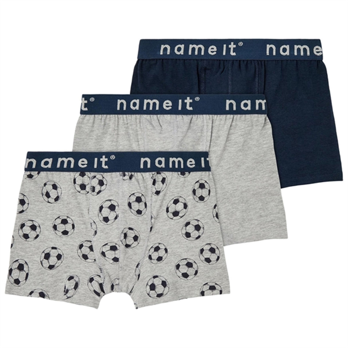 Name it Grey Melange Football Boxershorts 3-Pack Noos