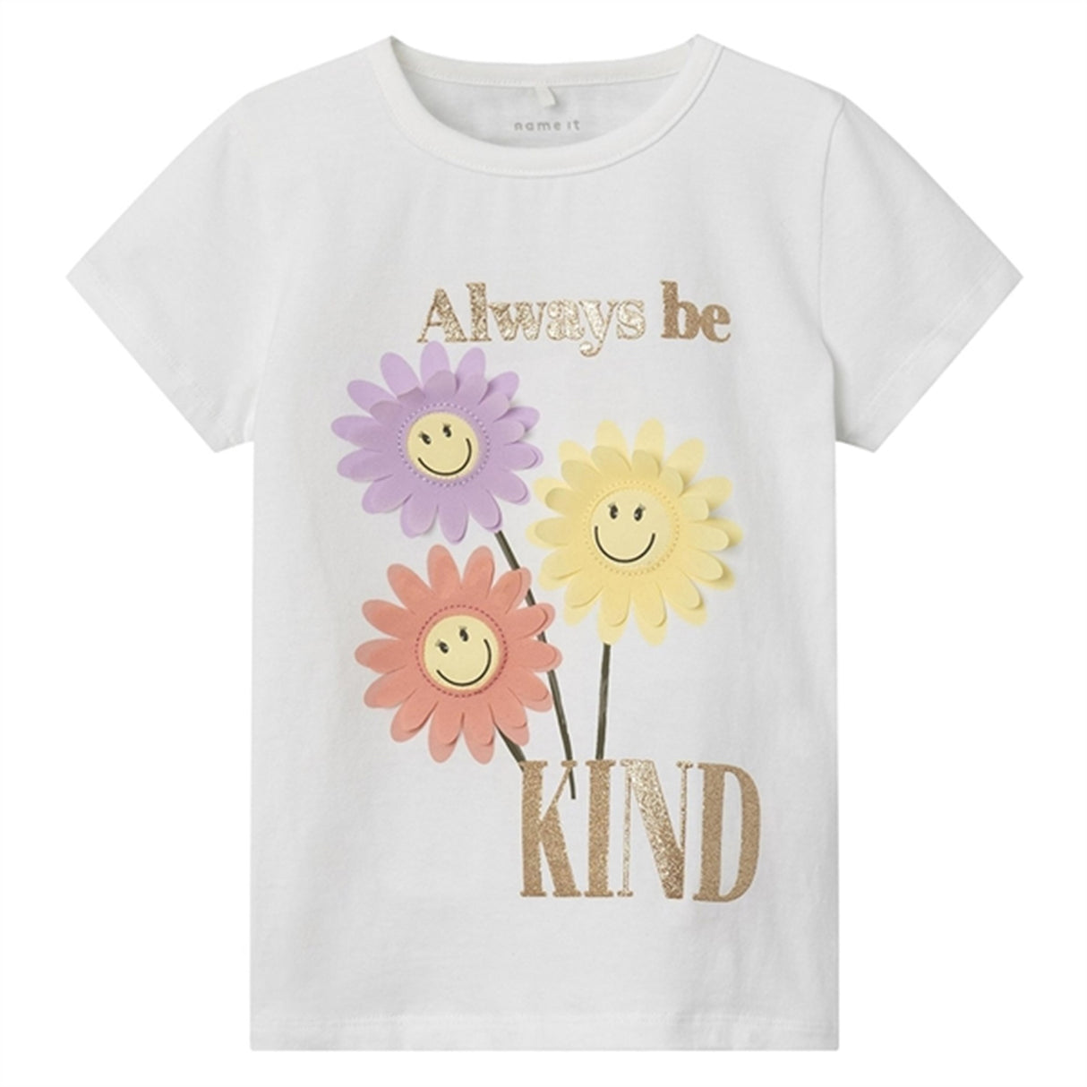 Name it Bright White Farna Happy T-Shirt