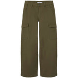 Name it Deep Lichen Green Rose Wide Twill Cargo Pants Noos