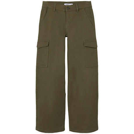 Name it Deep Lichen Green Rose Wide Twill Cargo Pants Noos