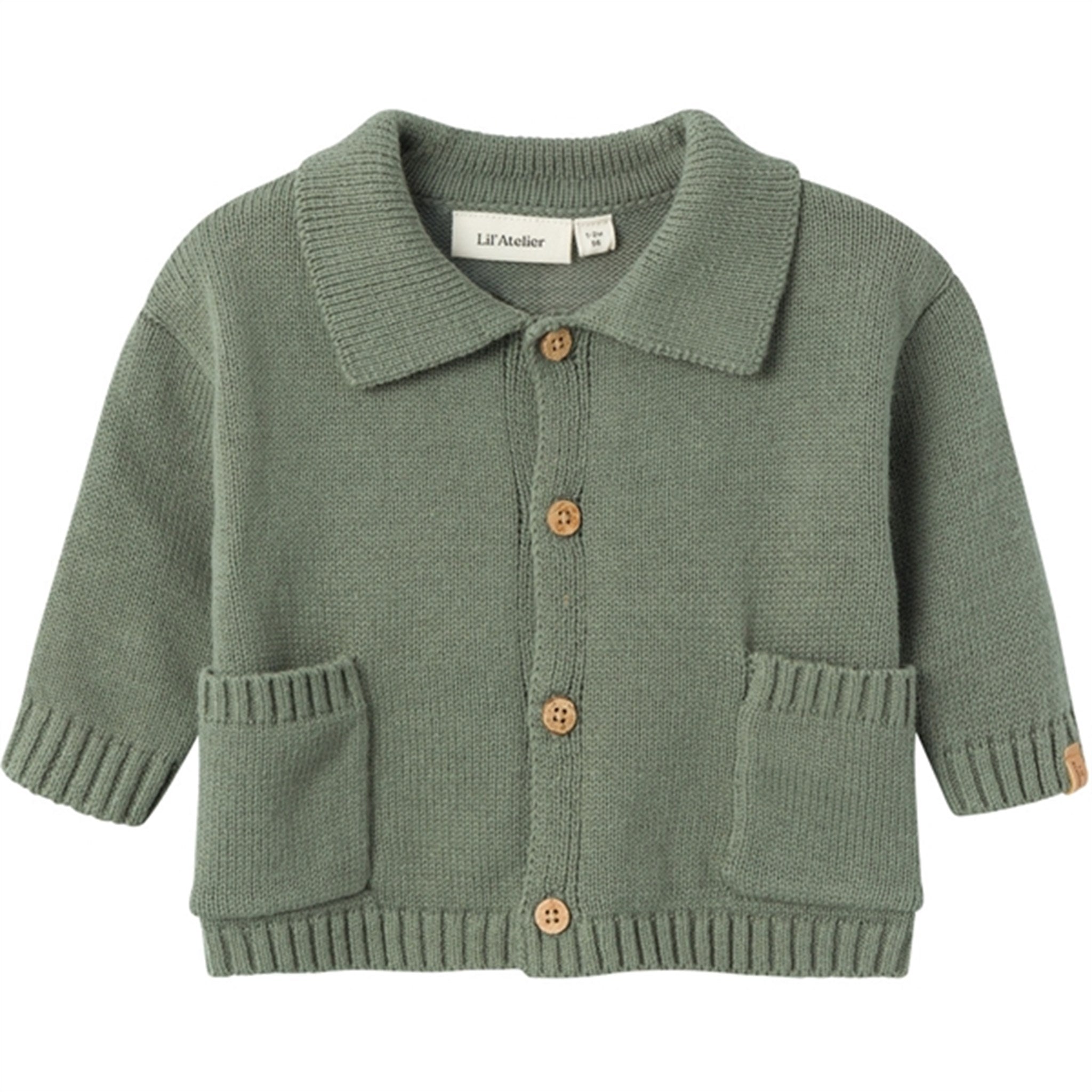Lil'Atelier Agave Green Theo Loose Knit Cardigan