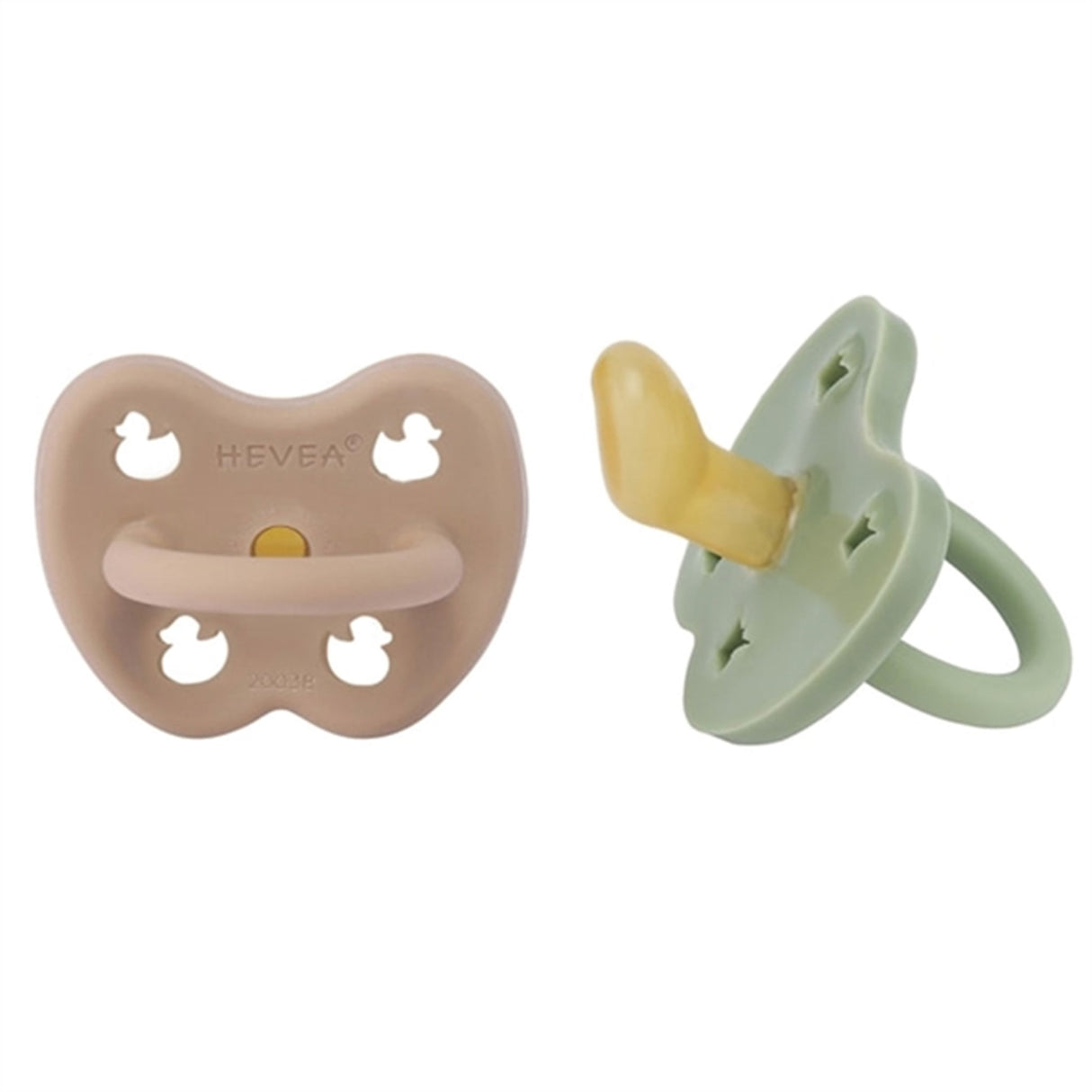 Hevea Pacifier 2-Pack Orthodontic Tan Beige & Moss Green