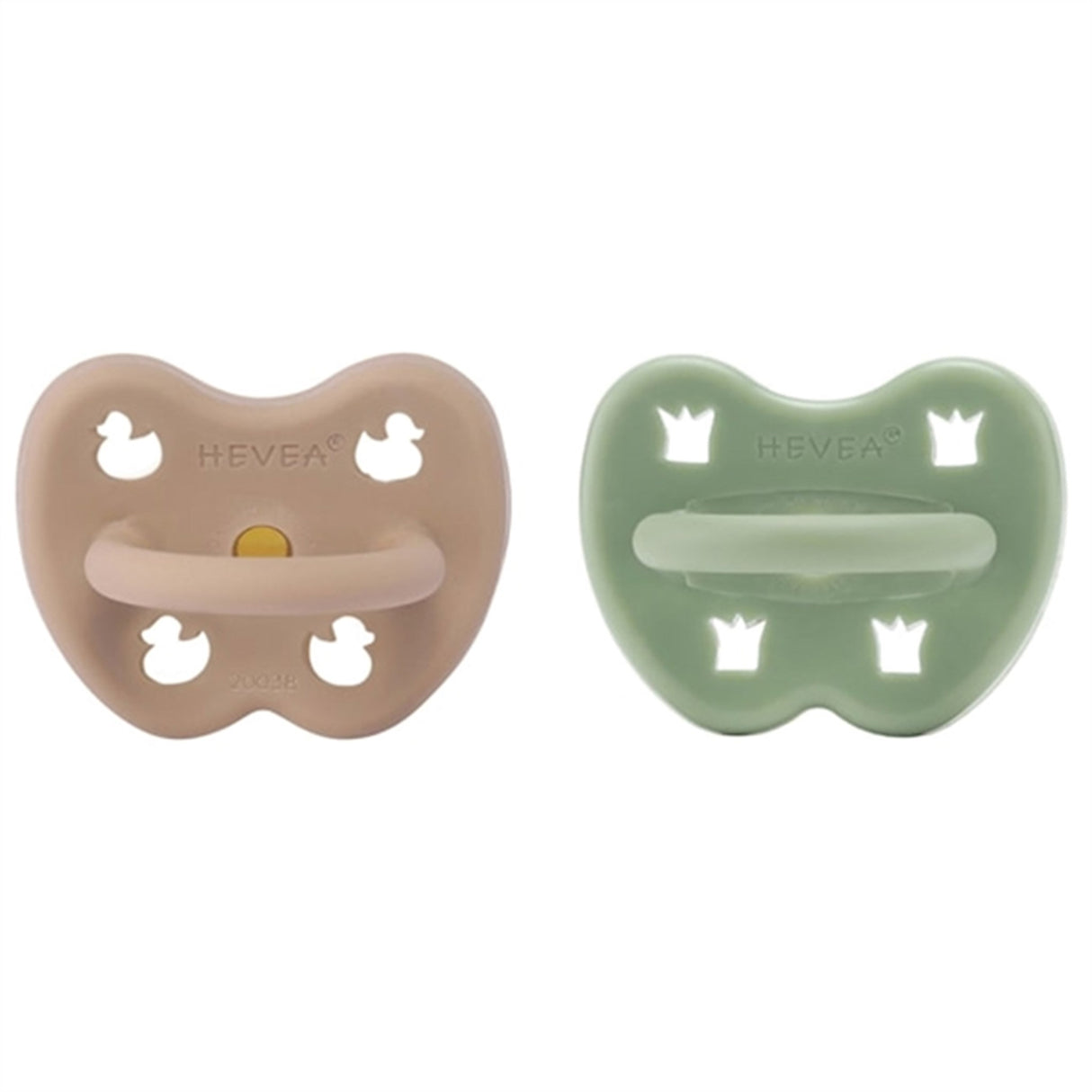 Hevea Pacifier 2-Pack Round Tan Beige & Moss Green 2