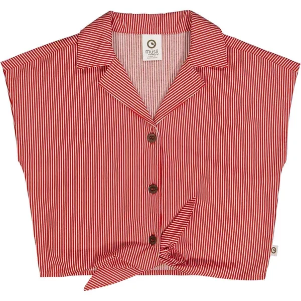Müsli Balsam Cream/Apple Red Poplin Stripe Shirt Top