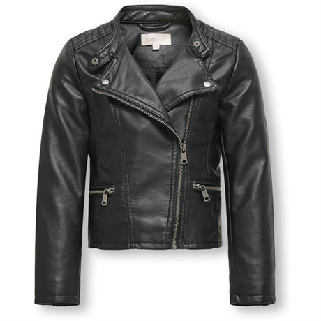 Kids ONLY Black Freya Faux Læder Biker Jacket Noos