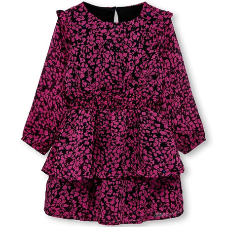 Kids ONLY MINI Black Broken Flowers Fuchsia Purple Isabella Smock Dress