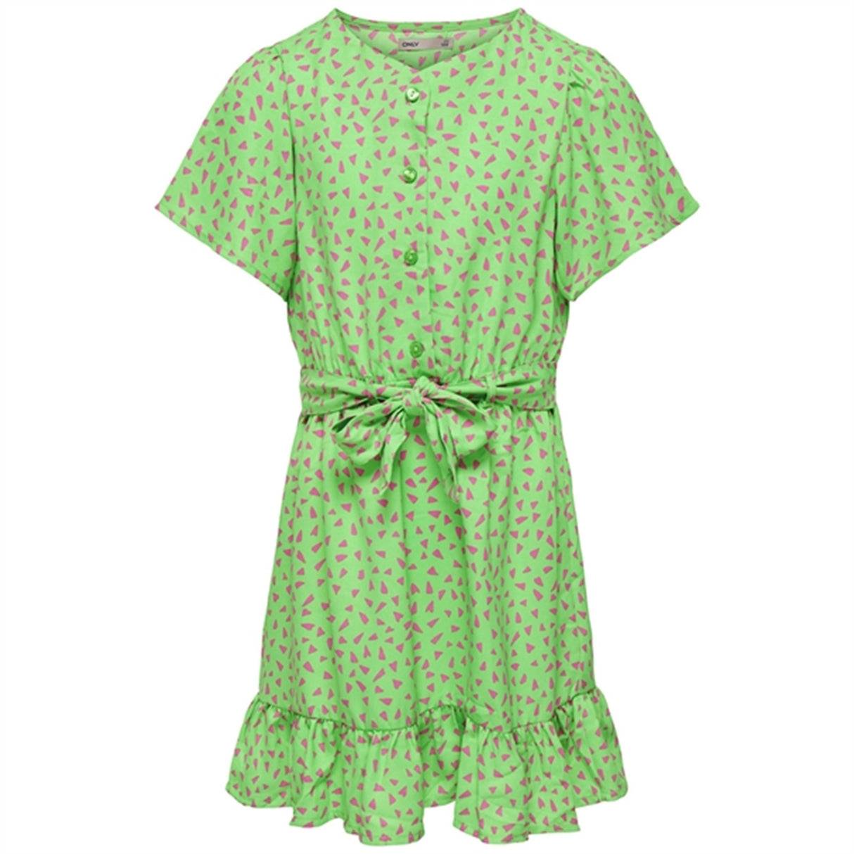 Kids ONLY Summer Green Lino AOP Belt Dress