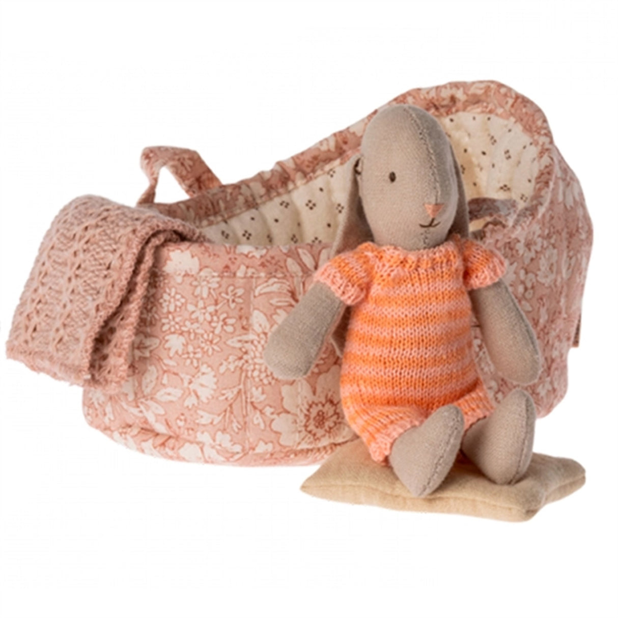 Maileg Bunny In Carry Cot, Micro - Orange