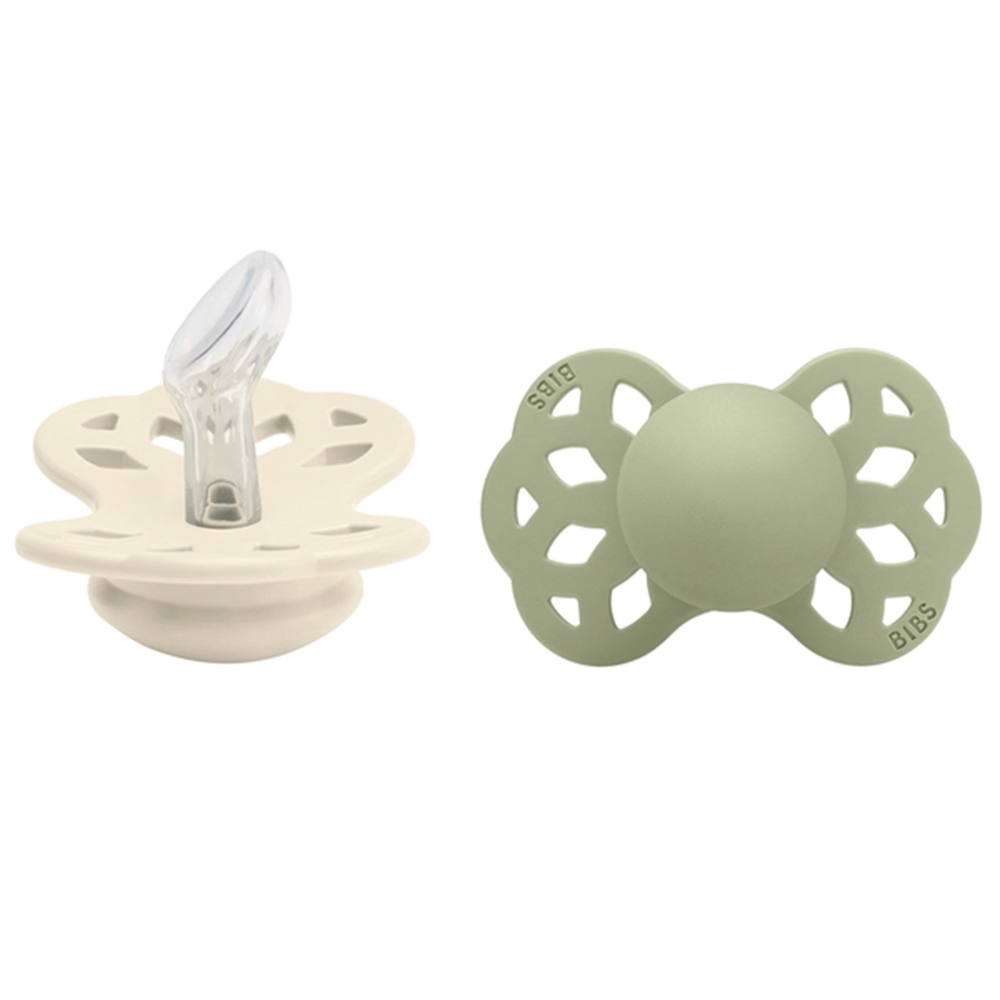 Bibs Infinity Silicone Pacifier 2-pack Ivory/Sage