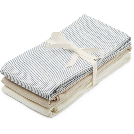 Cam Cam Copenhagen Muslin Cloth 3-pack Classic Stripes Blue, Praline, Creme White