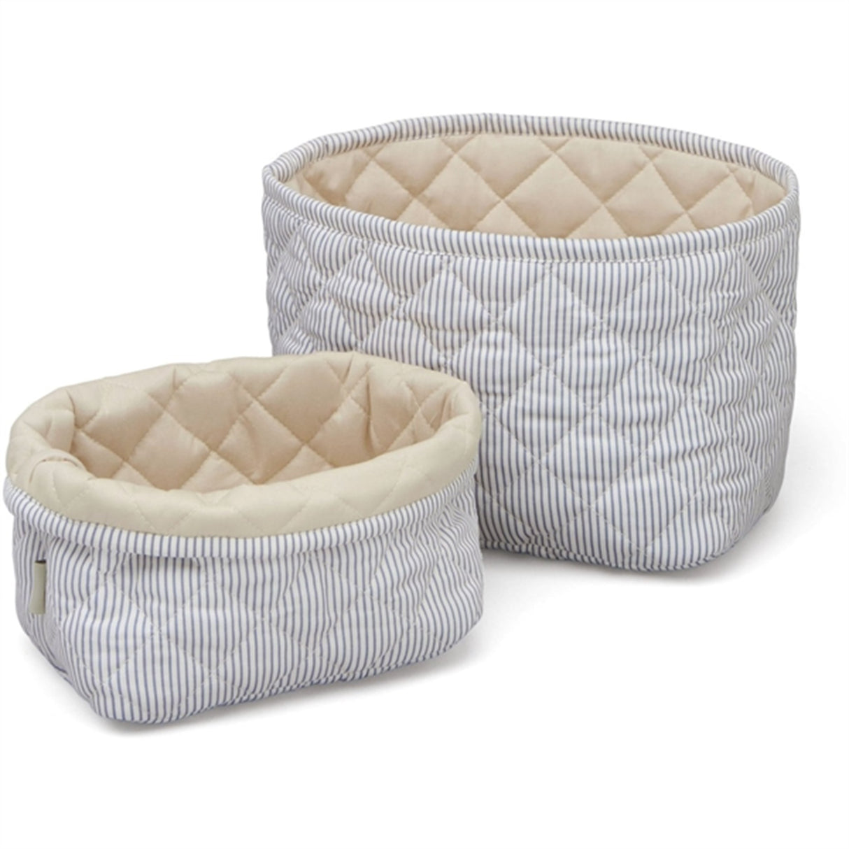 Cam Cam Copenhagen Quilted Storage Basket 2-pack Classic Stripes Blue, Praline