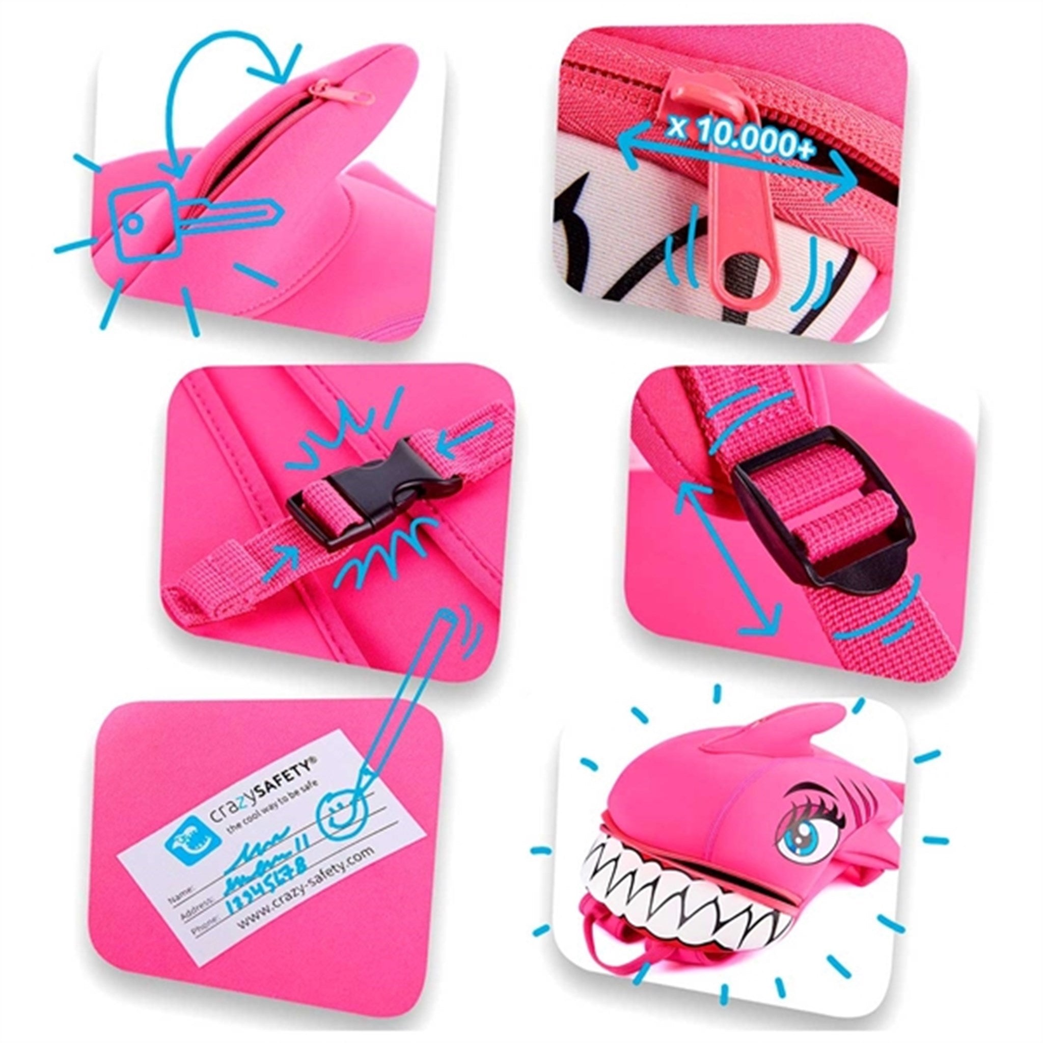 Crazy Safety Shark Backpack Pink 3