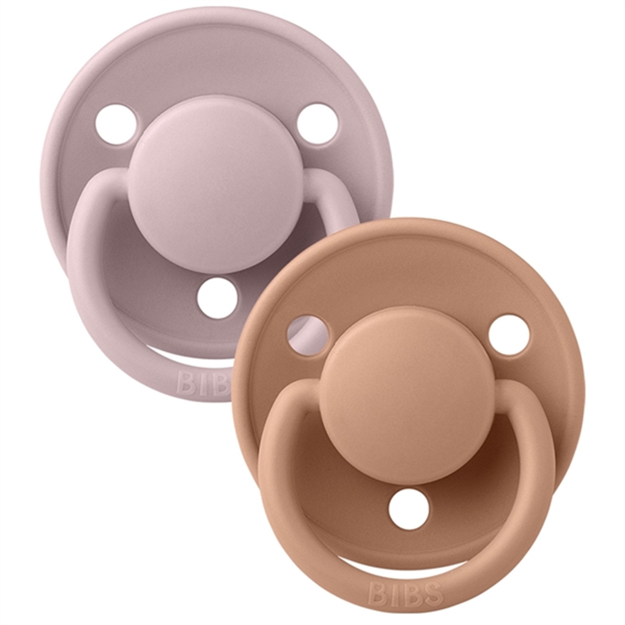 Bibs De Lux Silikone Pacifiers 2-pak Round Pink Plum/Peach