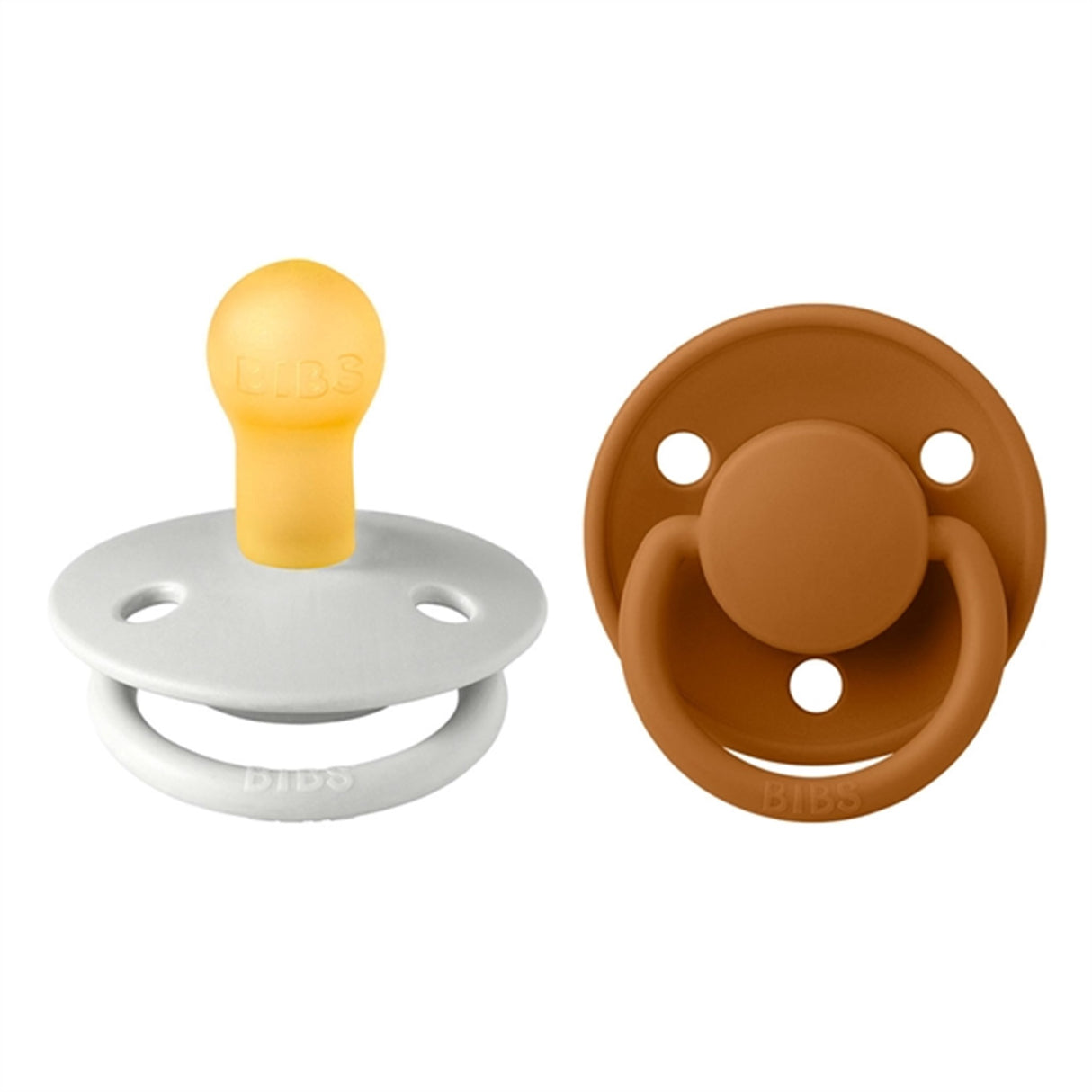 Bibs De Lux Latex Pacifiers 2-pak Round Haze/Caramel