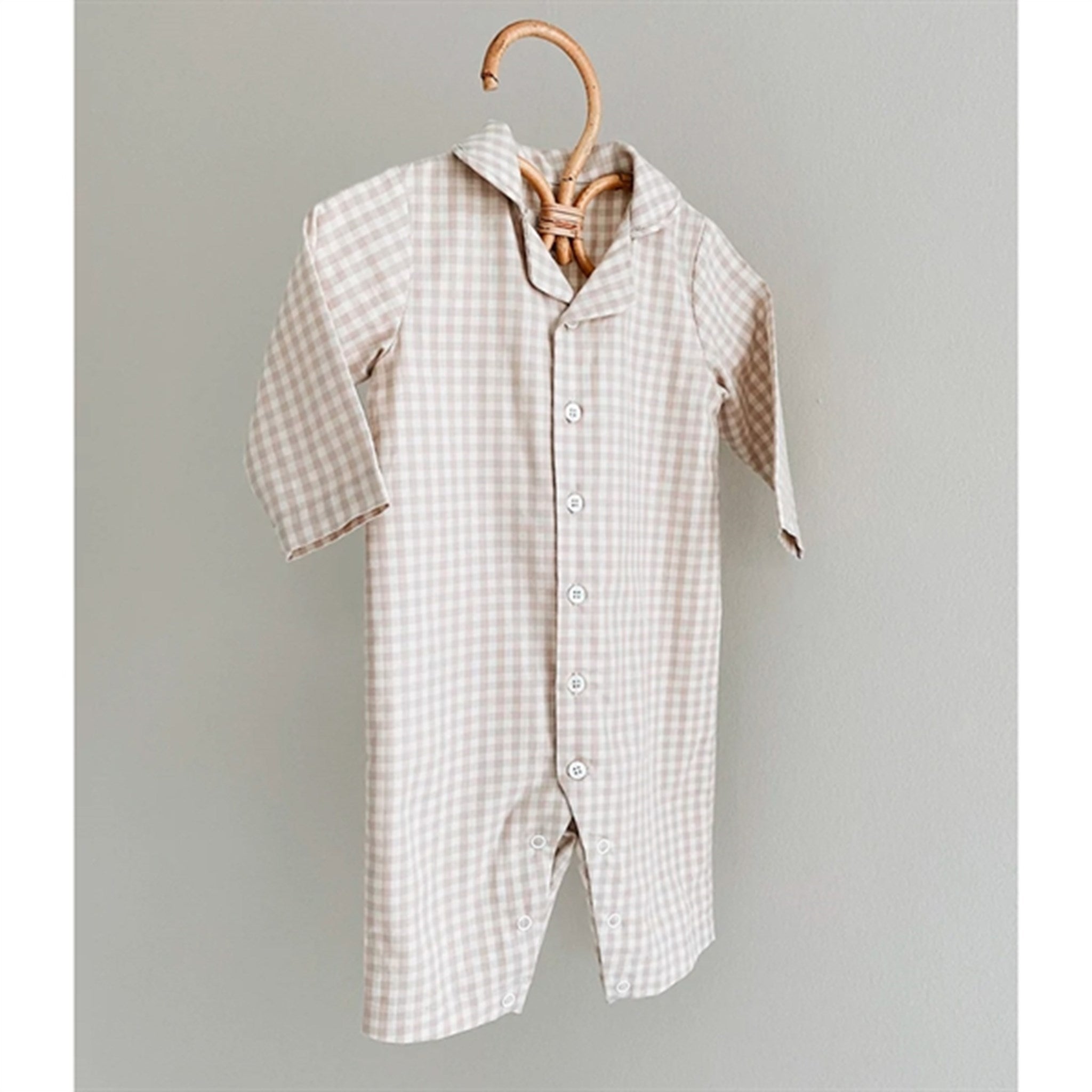 lalaby Beige Gingham Classic PJ Suit