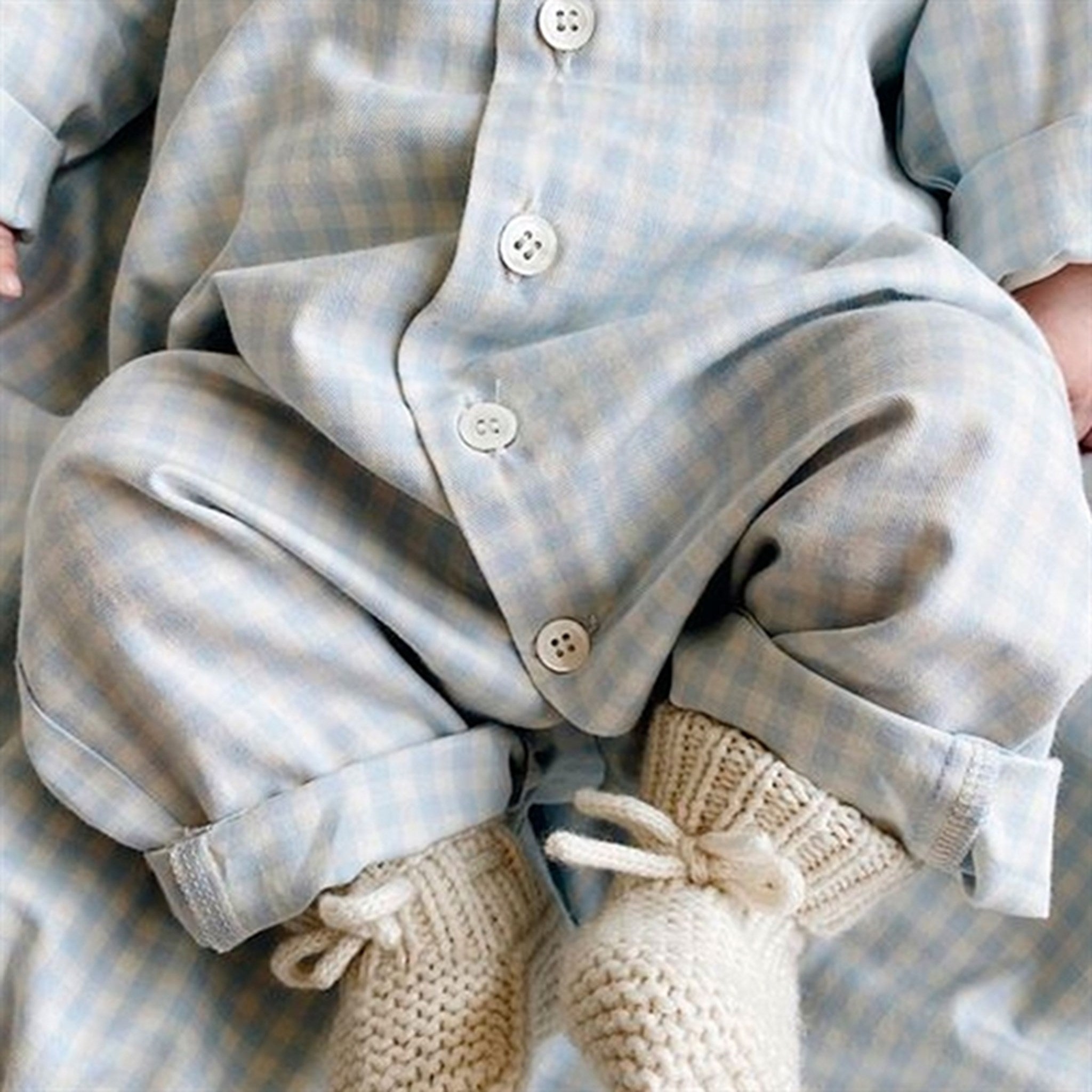 lalaby Blue Gingham Classic PJ Suit 2