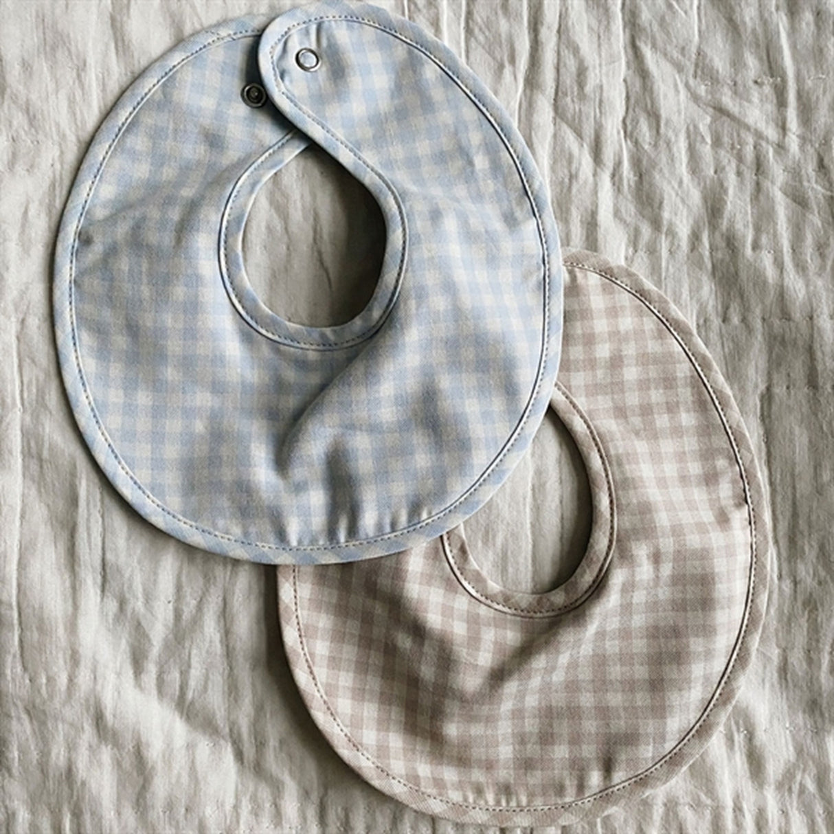 lalaby Blue gingham Bibi Bib 2-pack