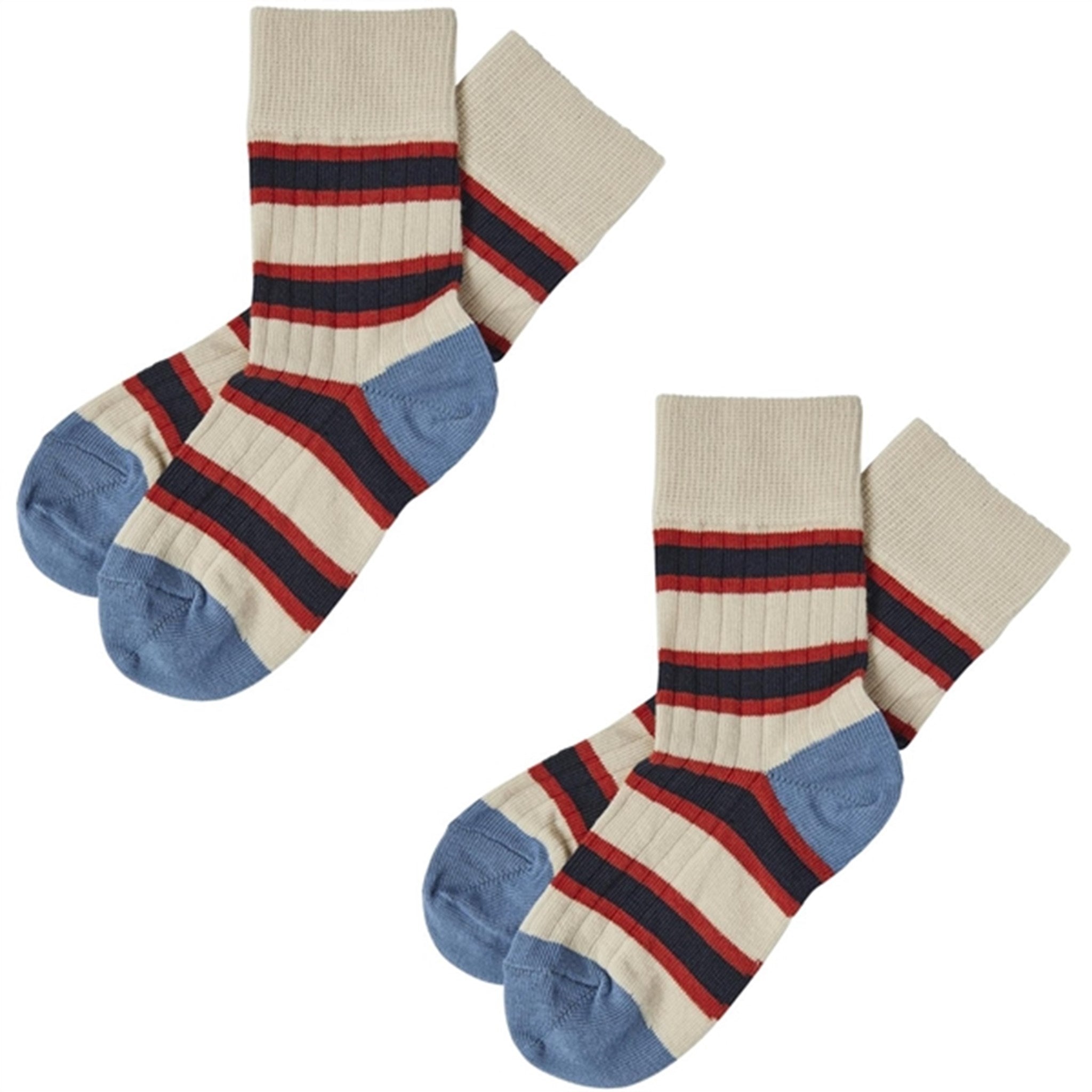 FUB Azure/Crimson Red 2-pack Two Tone Striped Socks
