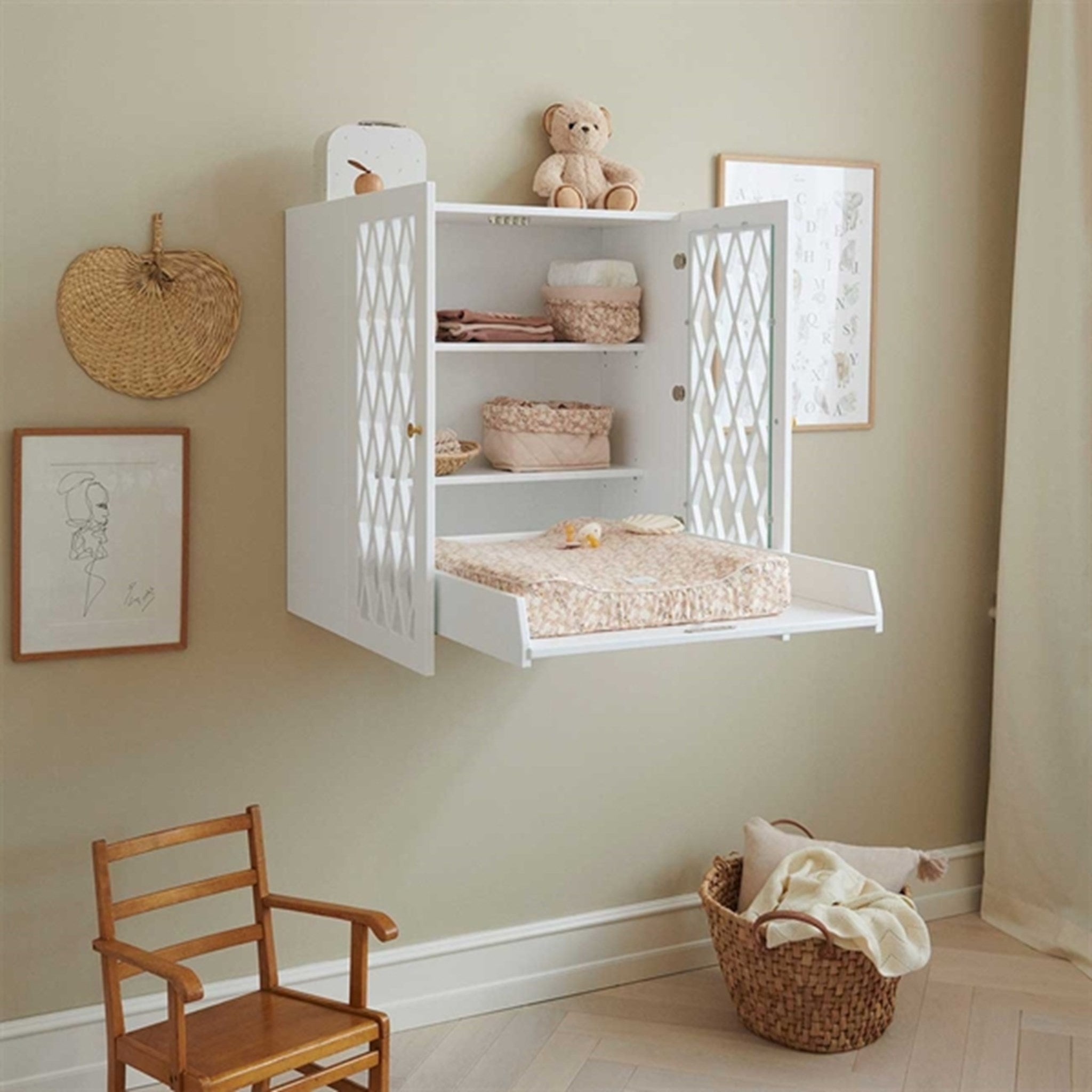 Cam Cam Copenhagen Harlequin Wall Hung Changing Table White 2