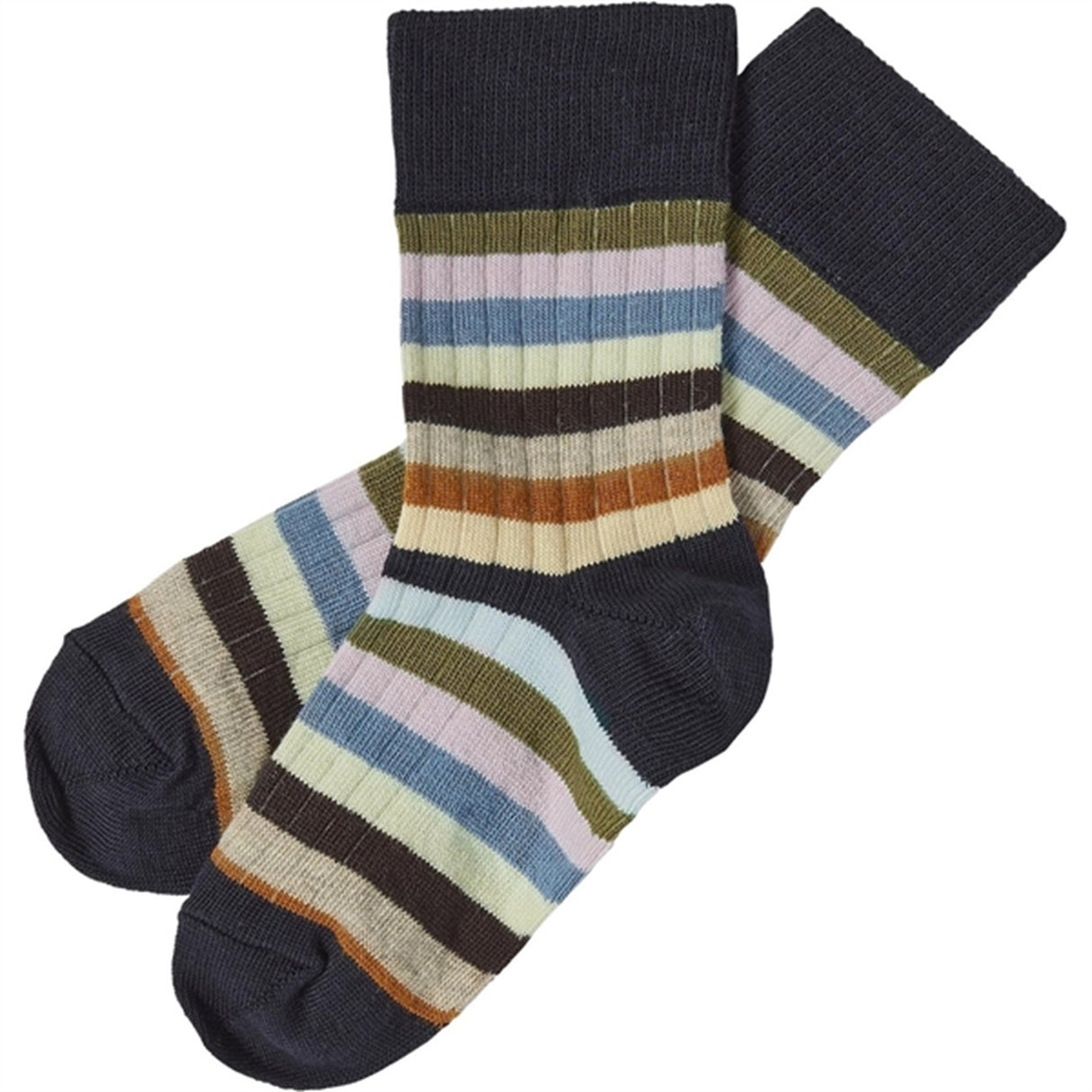 FUB Dark Navy/Multi Stripe 2-pack Classic Striped Socks 2