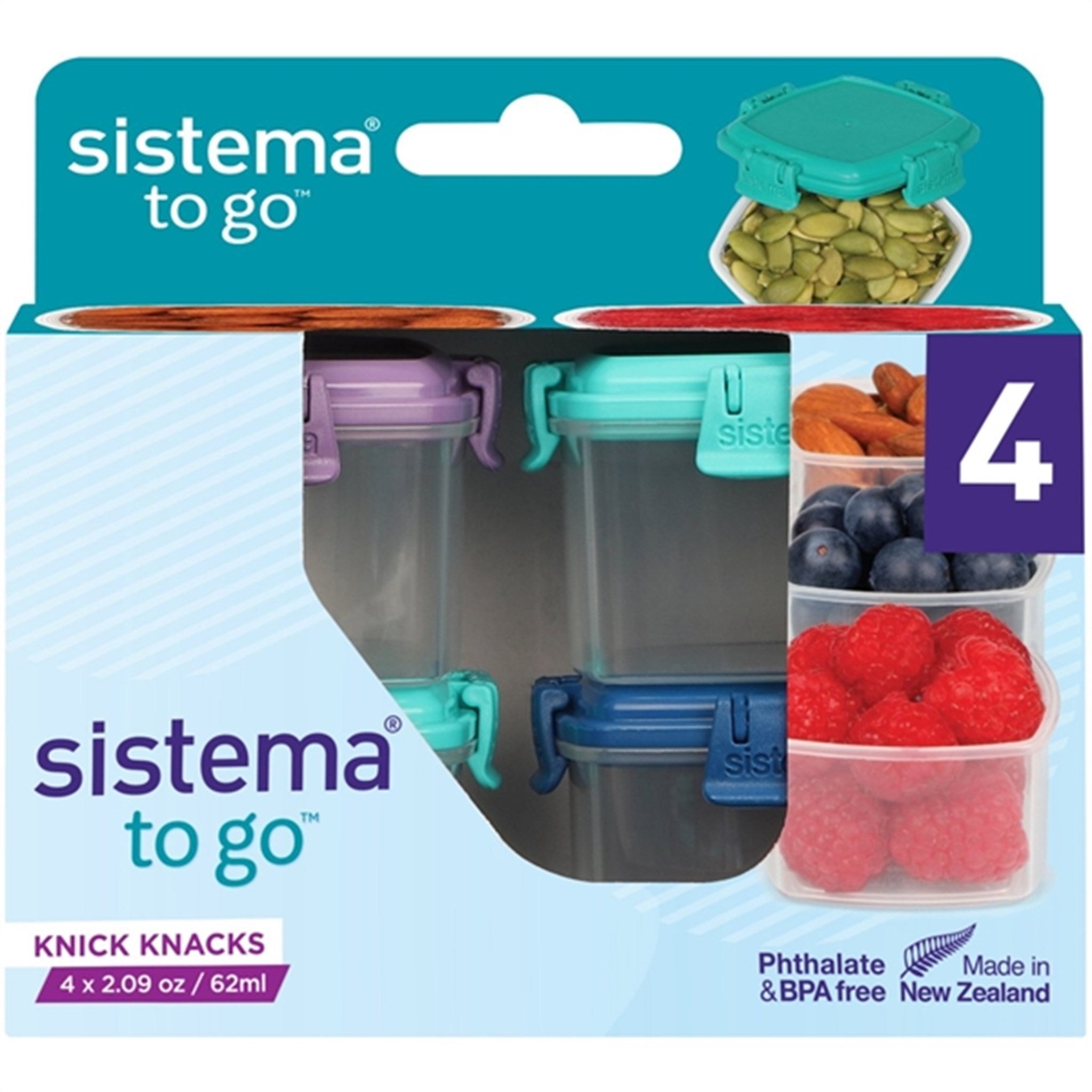 Sistema To Go Mini Knick Knack Food Storage 62 ml Mixed Pack 4-pack 4