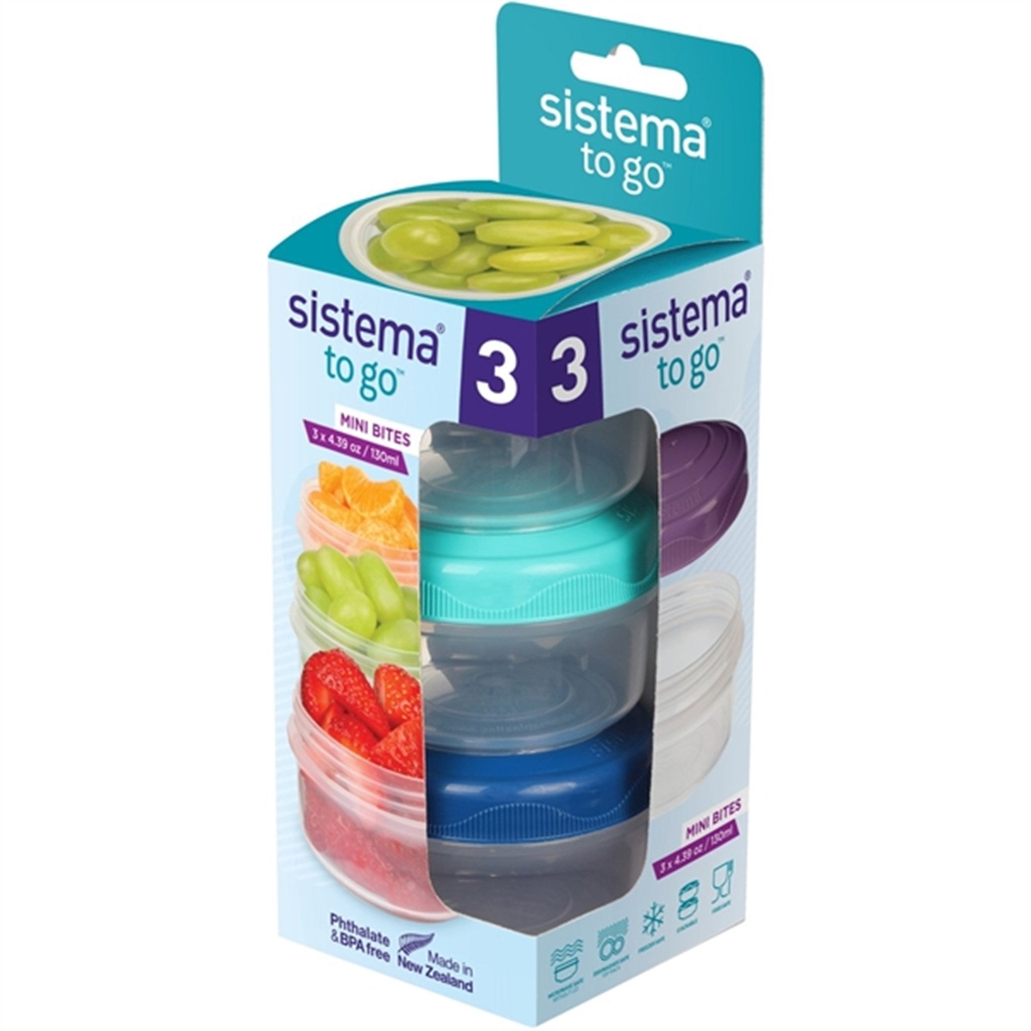 Sistema To Go Mini Bites Food Storage 130 ml Mixed Pack 3-pack