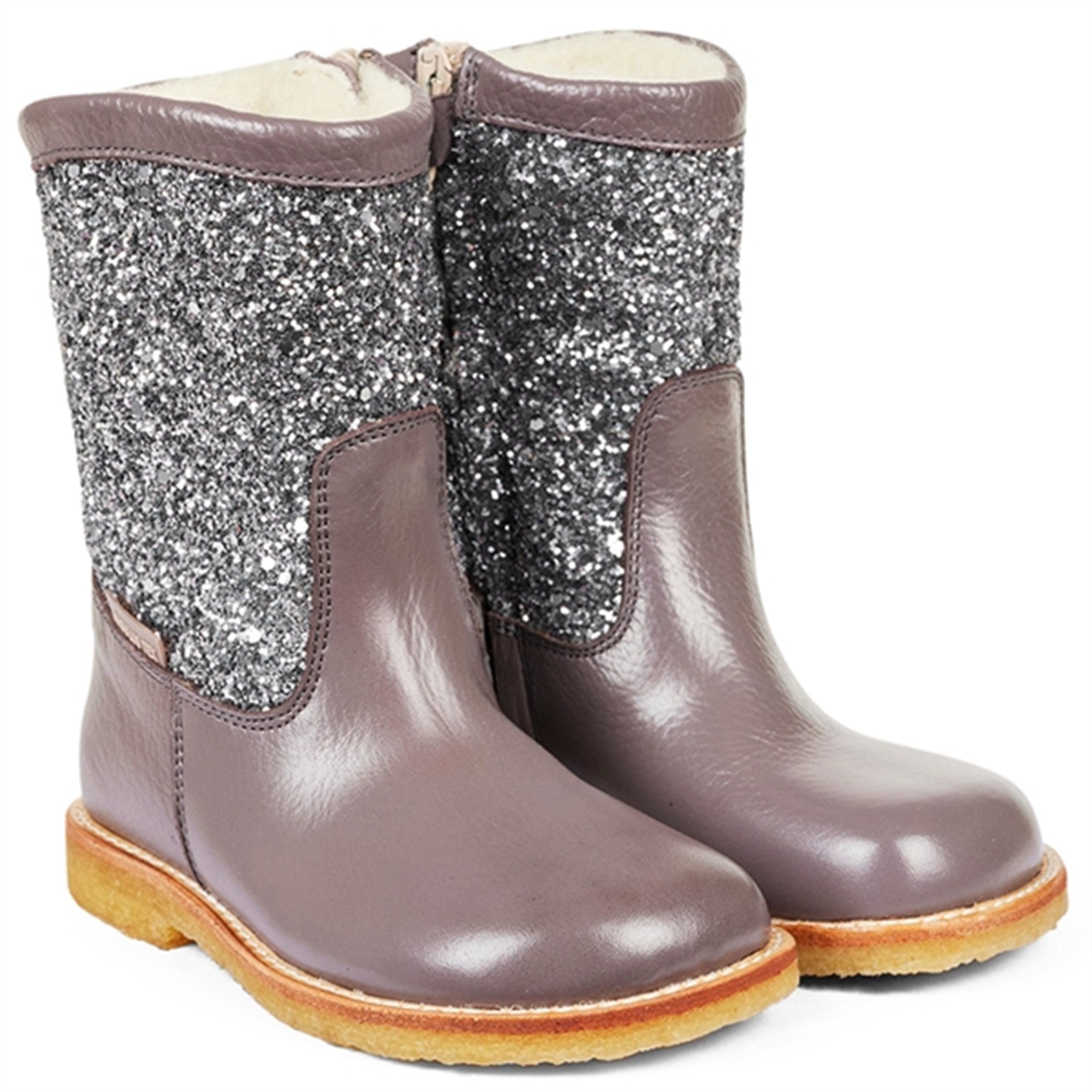 Angulus Tex Boots With Zipper Lavender/Dusty Lavender Glitter