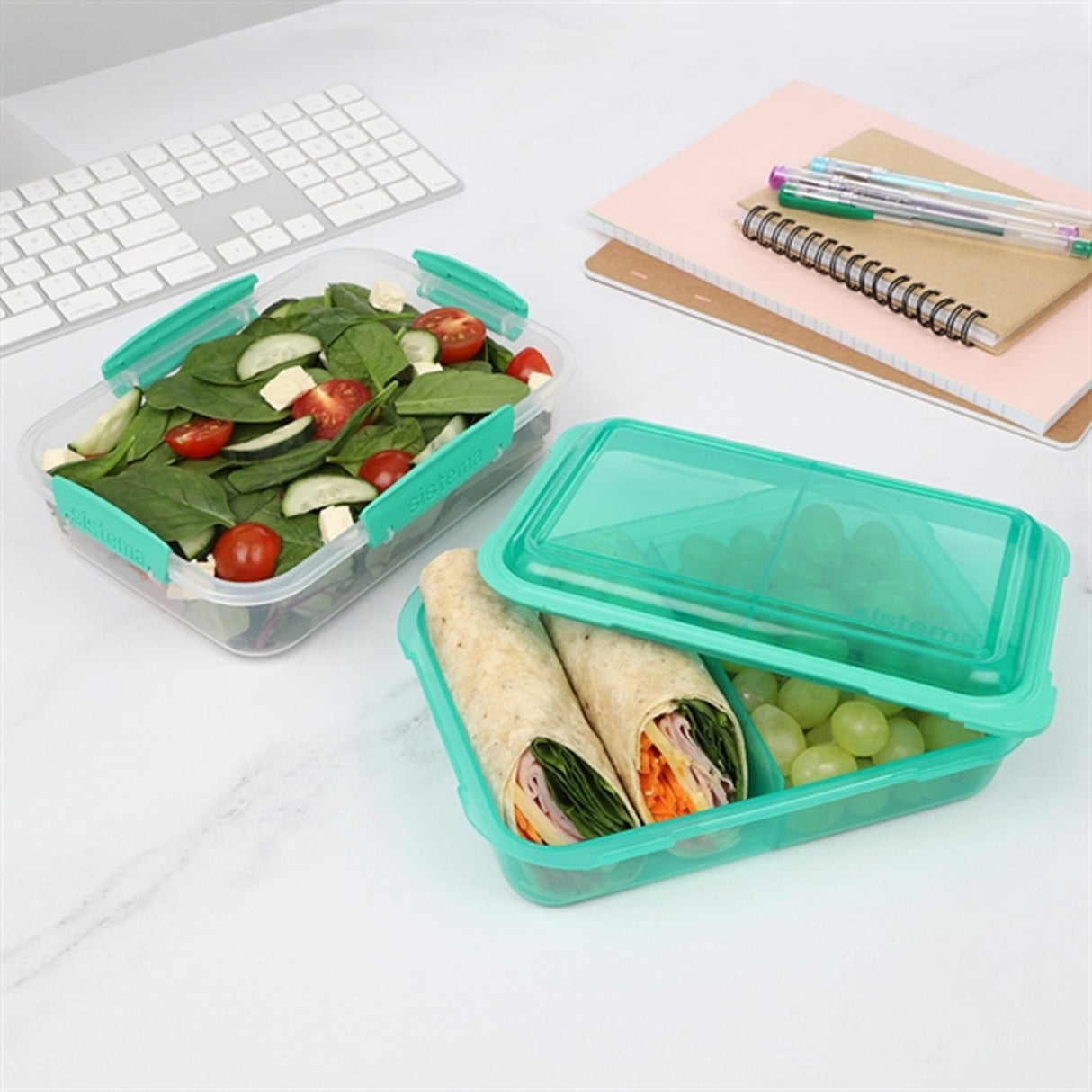 Sistema To Go Lunch Stack Rectangle Lunch Box 1,8 L Minty Teal 3