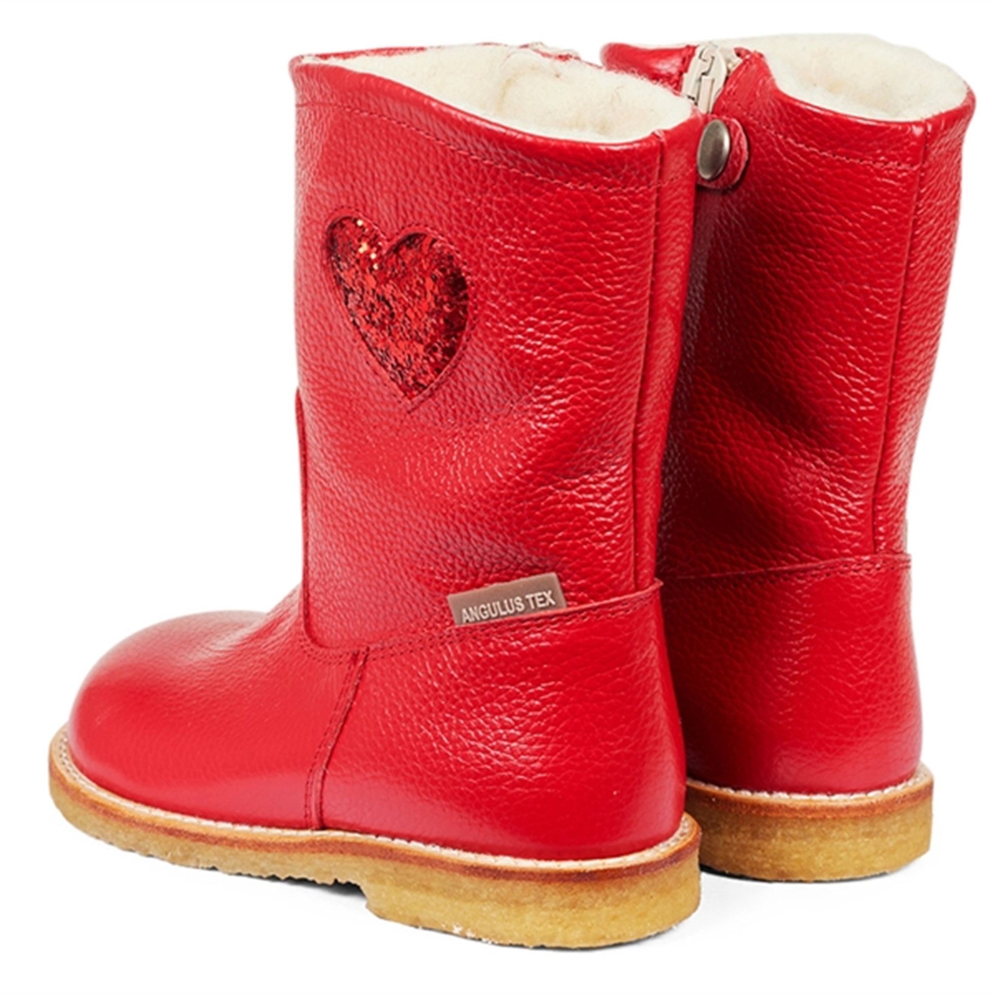 Angulus Tex-Boots With Zipper Red/Red Glitter 7