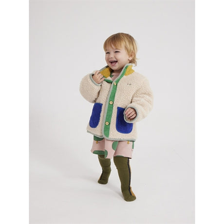 Bobo Choses Beige Color Block Sheepskin Jacket 2