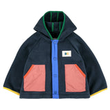 Bobo Choses Midnight Blue Color Block Polar Hooded Jacket