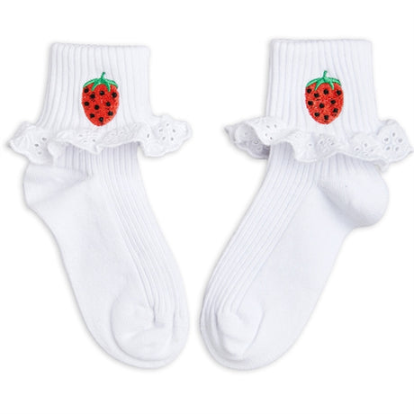 Mini Rodini White Strawberries Blond Socks