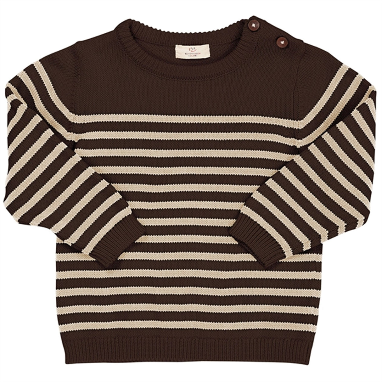 Copenhagen Colors Dk Brown Cream Combi Knitted Striped Sailor Sweater