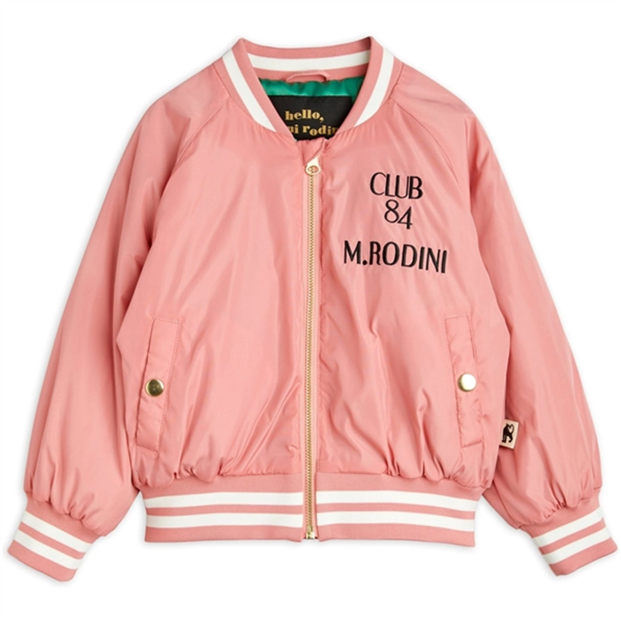 Mini Rodini Pigeons Woven Baseball Jacket Pink