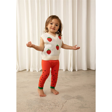 Mini Rodini Strawberries Scallop Edge Leggings Red 2