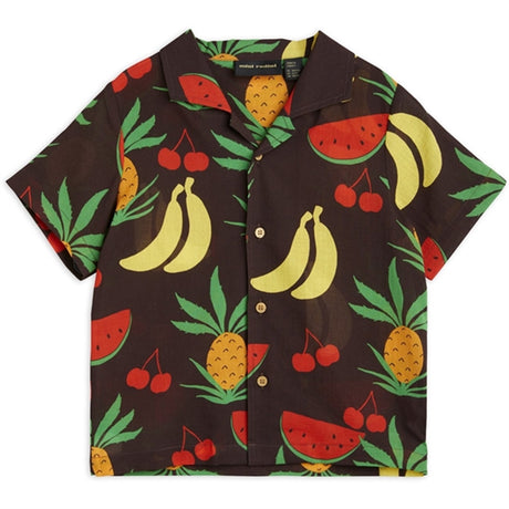 Mini Rodini Fruits Aop Woven SS Shirt Brown