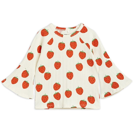 Mini Rodini Strawberries Aop Trumpet T-shirt Offwhite