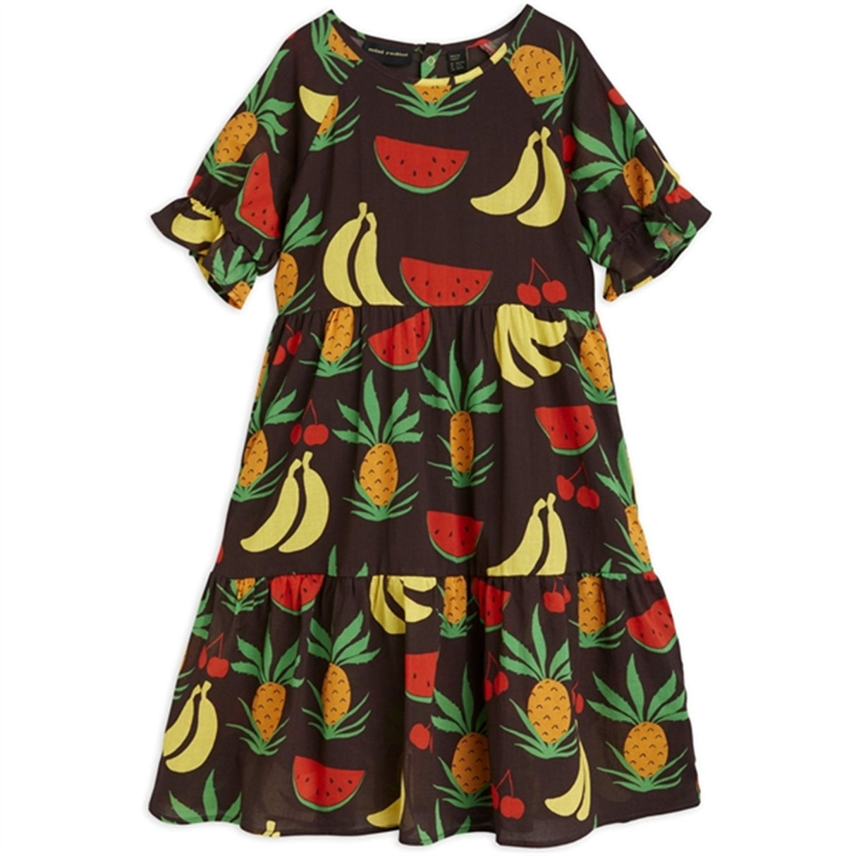 Mini Rodini Fruits Aop Woven Ss Dress Brown