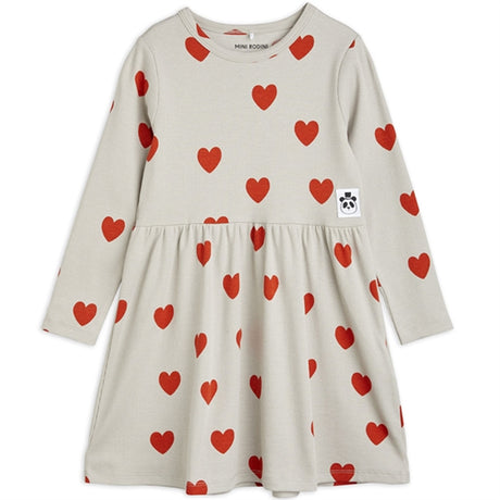 Mini Rodini Hearts Aop Ls Dress Grey