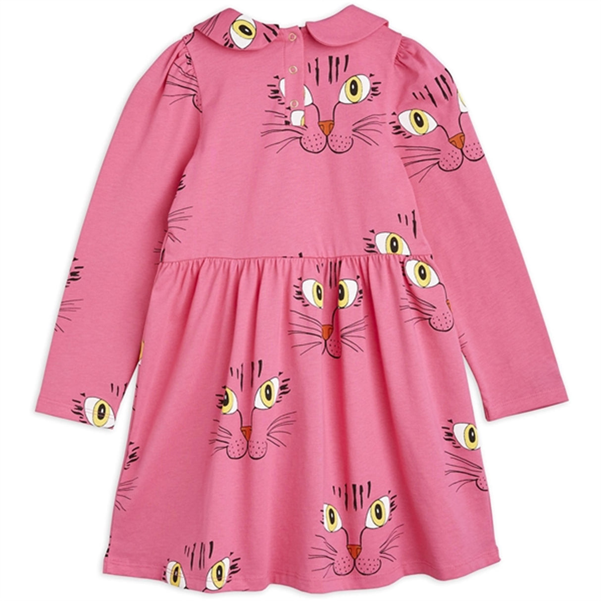 Mini Rodini Cat Face Aop Ls Dress Pink 3