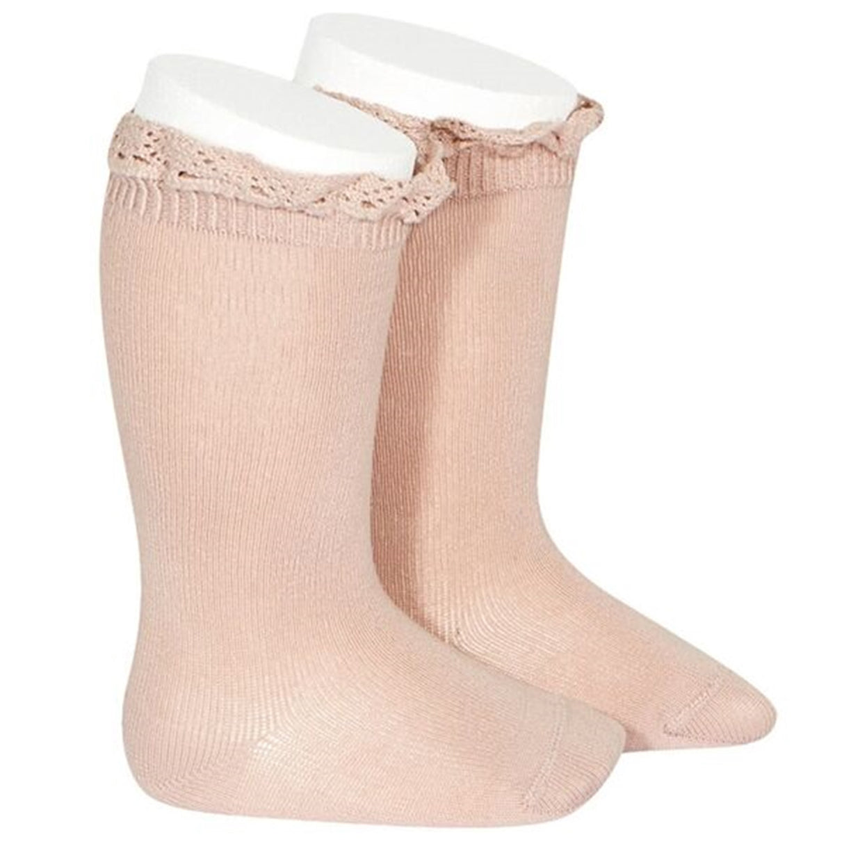 Cóndor Knee Socks w/ Lace Edge Old Rose