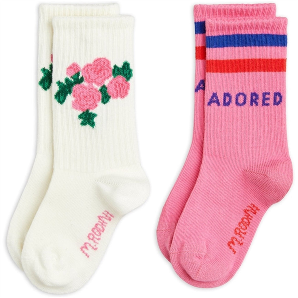 Mini Rodini Roses 2-Pack Socks Pink